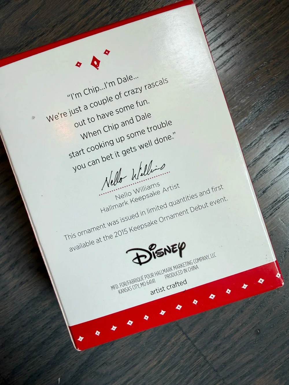 Hallmark Chip and Dale 2015 Vintage Keepsake Ornament